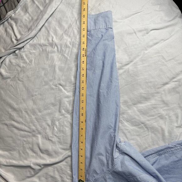 The Foundry Men's size 2XLT Big & Tall Blue Stripe Button Down Long Sleeve Shirt - Picture 8 of 9